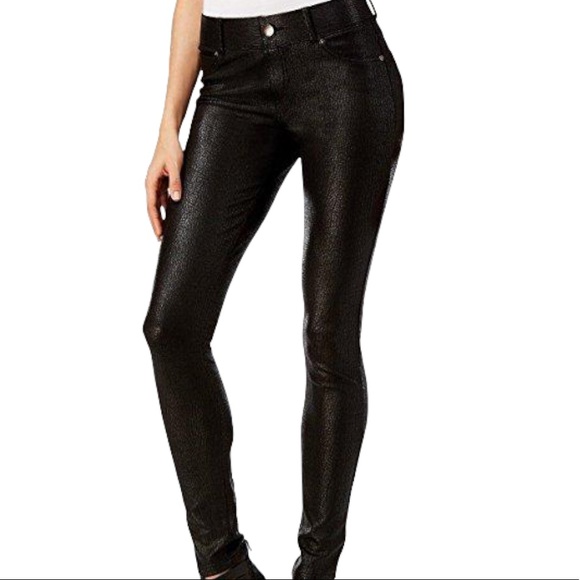 INC Black Coated Stretch Skinny Leg Jeans Style Pants Leggings - Picture 1 of 12